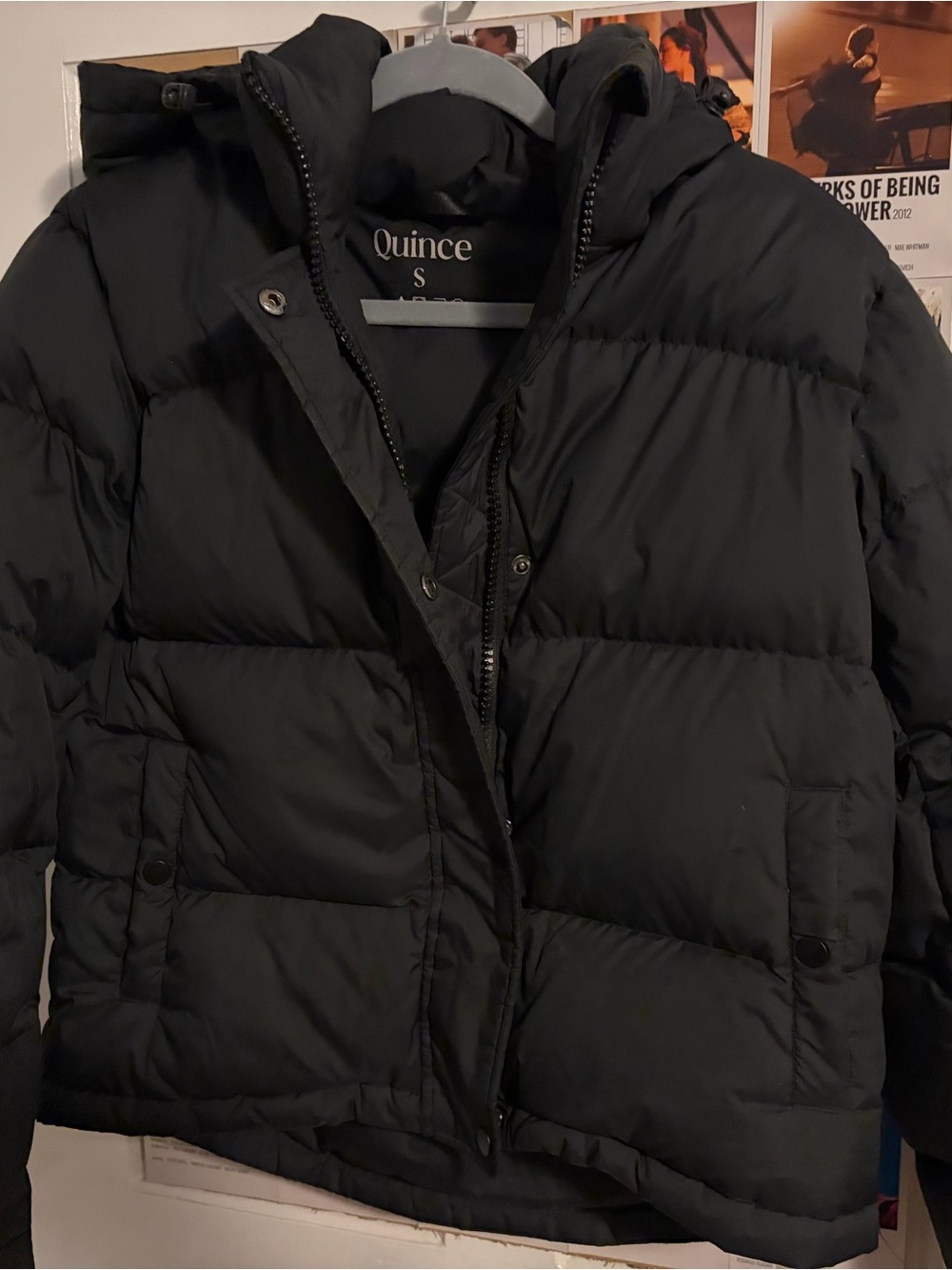 Quince Black Women's Hooded Puffer Jacket
